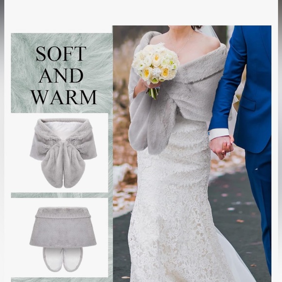 Bridal wrap shaul - soft gray - Picture 7 of 8